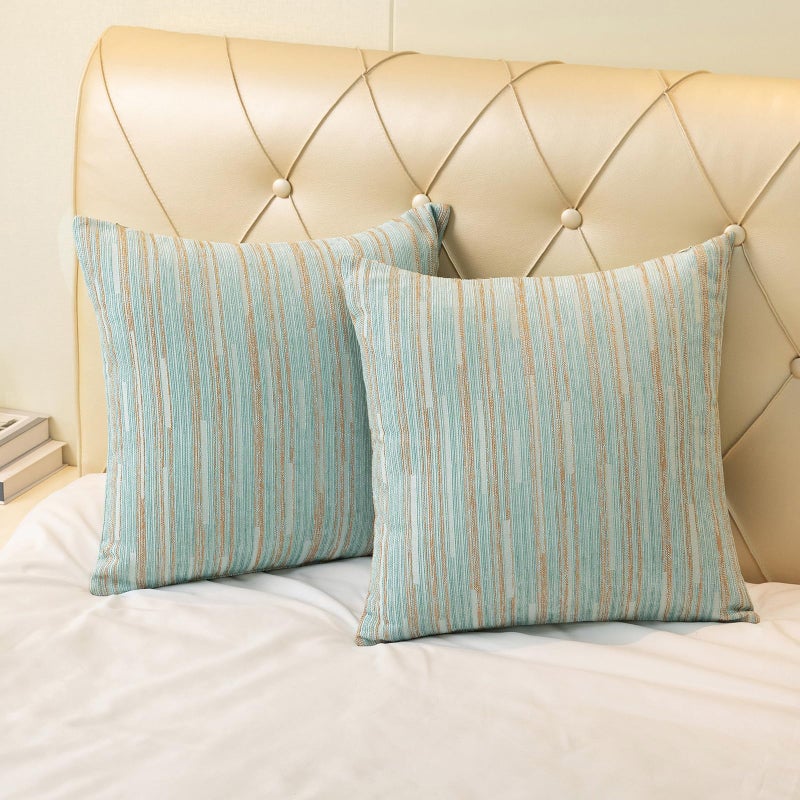 Yeiotsy Pillow Cases Blue, Pack of 2, Decorative Throw Pillow Covers Striped Bohemia Couch Cushion Covers for Sofa Home Decor (Light Blue, 18 X 18 Inches) - Image 4